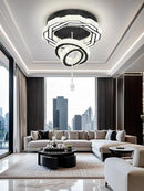 Flashing God Dia 20" Modern Chandeliers for Dining Room Black Flush Mount Ceiling Chandeliers LED Dimmable Pendant Lighting Crystal Ceiling Light Fixture for Living Room Bedroom Hallway 2700K-6000K by CozyNest Decor