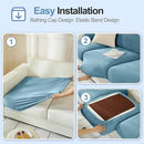 Couch Cushion Covers Individual Large Super Stretch Chenille (Softer Version) Sofa Cushion Covers, Couch Seat Covers Couch Slipcovers Furniture Protector (3PC, Blue) by CozyNest Decor