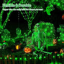 JMEXSUSS 2 Pack Green Solar Halloween Lights Each 66ft 200 LED Green Solar Lights Outdoor, 8 Modes Copper Wire Solar Fairy Lights for Garden Yard Patio Christmas Halloween Decorations