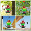 BOLITE Hummingbird Feeder, Glass Hummingbird Feeders for Outdoors Hanging, 22 Ounce, Five Feeding Ports with Perch, Peony Flower Shape, Orange and Green, Gifts for Women Men, Gifts for Mom Dad by GreenHaven Gardens