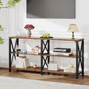 LVB Rustic Console Table, Industrial Wood Metal Sofa Table Behind Couch, Farmhouse Long Entryway Table with Storage Shelf, Large Wooden Foyer Hallway Table for Entry Living Room, Rustic Brown, 63 Inch by CozyNest Decor