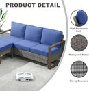 Outdoor Wicker Patio Furniture Set - 6 Piece Patio Conversation Set with 2 Wicker Swivel Rocker Chairs,2 Rattan Ottoman,1 Side Table and 1 Couch,Thick Cushions,Deep Seating(Mixed Grey/Blue) by CozyNest Decor