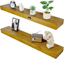 Floating Shelves 3 inch Thick for Wall Set of 2,Solid Pine Wood Wall Mount Shelf for Kitchen Living Room Bedroom Bathroom,8" D x 48" L x 3" H-Gold Oak by CozyNest Decor