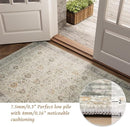 Washable 9x12 Area Rugs for Living Room, Boho Non-Slip Silicone Backing Rugs for Bedroom Dining Room Nursery Office, 0.3" Neutral Oriental Throw Carpet with 0.16" Cushioning Pad, Grey/Multi by TinyTreasures Baby Boutique