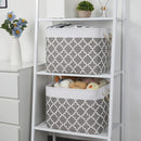 Bidtakay Large Fabric Storage Basket Set of 2 Collapsible Rectangle Basket for Shelves 16" X 11.8" X 11.8" Decorative Organizer Bins for Clothes Toys(White&Quatrefoil Grey) by TinyTreasures Baby Boutique