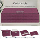 Large 17" 36 Quart Collapsible Stackable Storage Bins with Lids, 3 Packs Purple Linen Fabric Closet Boxes with Lids, Storage Cube Baskets Container Organizers for Bedroom Office (17x12x11)