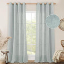 LAMIT Living Room Linen Curtains 95 Inch for Bedroom, Bronze Grommet Linen Textured Sheer Curtains Light Filtering Burlap Drapes for Farmhouse, 2 Panels, 52 x 95 Inch, Greyish Blue by CozyNest Decor
