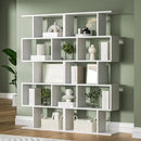 White 5-Tier Geometric Bookcase, S-Shaped Modern Bookshelf Set of 2, 62.6" Tall Room Divider Book Shelf, Decorative Display Shelf by CozyNest Decor