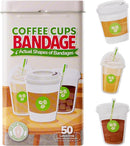 BioSwiss Bandages, Coffee Cup Shaped Self Adhesive Bandage, Latex Free Sterile Wound Care, Fun First Aid Kit Supplies for Kids, 50 Count by TinyTreasures Baby Boutique