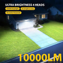 90W 10000LM LED Security Lights Motion Sensor Outdoor Lights, 4 Head Dusk to Dawn, 6500K Daylight Flood Lights Outdoor Motion Sensor, IP65 Waterproof, Motion Light for Outside, Garage, Yard, Porch by GreenHaven Gardens