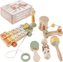 VINJOE Baby Musical Instruments-Toddler Montessori Wooden Musical Toys for Kids, Neutral Colors Percussion Instruments Set Early Learning Musical Toys for Preschool Educational Birthday Gifts by TinyTreasures Baby Boutique