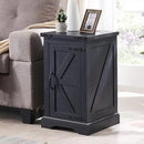 JXQTLINGMU Nightstand with Charging Station, Rectangular Farmhouse End Table with Barn Door and Adjustable Storage Shelf, 17" Deep Wood Rustic Sofa Side Table for Living Room, Bedroom, Black by CozyNest Decor