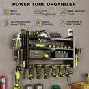 Power Tool Organizer Wall Mount with Charging Station 4 Layer 6 Slot Cordless Drill Holder with Angle Grinder Holder (Black) by GreenHaven Gardens