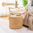 Handwoven Ottoman Pouf, Natural Water Hyacinth Footstool, Round Braided Outdoor Seat with Sturdy Frame, Boho Accent Stool for Patio, Balcony, or Garden (Natural) by CozyNest Decor