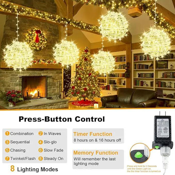 Christmas String Lights Outdoors,4 Pack 11.81" Sphere Lights,Ball Tree Garden Globe Lights for Home, Party, Christmas, Porch Patio,Wedding, Garden,Tree Decoration with Plug, photo 2 of 8