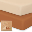 KeaBabies 2-Pack Organic Crib Sheets for Boys, Girls - 52x28 Fitted Crib Mattress Sheet Neutral, Breathable Jersey Cotton Cover for Baby Bed, Toddler Mattress, Soft & Cute Prints (Rust) by TinyTreasures Baby Boutique