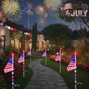 6 Pack 4th of July Decorations Outdoor Solar Lights, Red White and Blue Star Lights for National Day with American Flag, 2 Modes Waterproof Patriotic Light for Independence Memory Day Garden Yard Path by GreenHaven Gardens