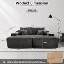 ovios 81" Oversized Sectional Double Lounge Chaise with Cloud Plush Sofa Bed, No Assembly Required, Fluffy Modern Sleeper Loveseat Chair for Indoor Living Room Bedroom Reading, Grey (Plush Fabric) by CozyNest Decor