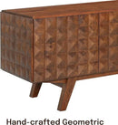 NTC Sapa Mid-Century Modern Solid Wood TV Stand 4-Door Media Console with Carved Geometric Fronts for TVs up to 75", Effortless Assembly, Dark Walnut by CozyNest Decor