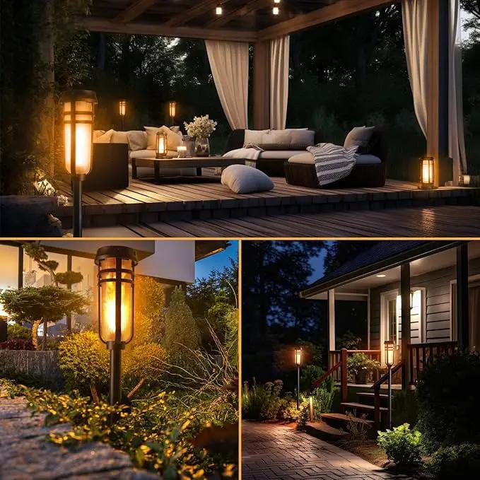 Metal Solar Torch - Adjustable Height (24" - 50"), Outdoor Lights with Flickering Flame, Waterproof Solar Powered Lights, Flame Torches for Patio, Pathway, Yard Decor, Matte Black (1-Pack), photo 6 of 7