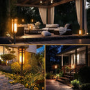 Metal Solar Torch - Adjustable Height (24" - 50"), Outdoor Lights with Flickering Flame, Waterproof Solar Powered Lights, Flame Torches for Patio, Pathway, Yard Decor, Matte Black (4-Pack) by GreenHaven Gardens