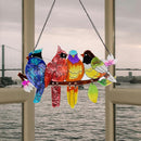 Stained Glass Window Hanging, Birds on A Branch Stain Glass Suncatcher, Hand-Painted Sun Catchers Indoor Window Decoration Bird Lover Gift for Mom, Grandma, Stocking Stuffers for Women by TinyTreasures Baby Boutique