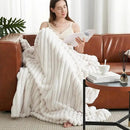 Amélie Home Faux Fur Throw Blanket for Couch, Cozy Fuzzy Fluffy Fur Luxurious Soft Striped Plush Gift Blankets for Family Sofa Chair Bed Living Room Bedroom, 55"x70", Ivory by CozyNest Decor