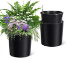 Tall Round Planter Set of 2, 19.5‘’ H x 19.9" Dia Large Planters for Indoor Plants with Built-in Drainage and a Water Level Monitor and Wheels for Patio, Porch, Living Room, or Home Office, Black by CozyNest Decor