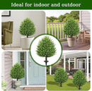 31" Artificial Cedar Topiary Ball Trees with Ground Spike,2 Pack Fake Pine Shrubs Bushes, UV Resistant Faux Evergreen Cypress Tree Plants for Indoor Outdoor Planters Front Porch Garden Decor by GreenHaven Gardens