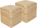 REDEARTH · Cube Pouf Foot Stool Ottoman - Jute Braided Pouffe Poof Accent Sitting - Set of 2 Footrest for The Living Room, Bedroom, Nursery, Patio, Lounge, Office - 14.5”x14.5”x16” - Natural by CozyNest Decor