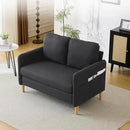 VINGLI 47" Small Couch, Linen Loveseat Sofa Black Mini Couch Mid Century Modern Decor Love Seat for Small Spaces Living Room, Bedroom, Play Room by CozyNest Decor