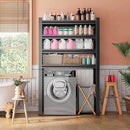 Over Washer and Dryer Shelves,4 Tiers Laundry Room Standing Shelf,Laundry Room Storage Organization,Adjustable Metal Shelving Unit,35" W x 12" D x 63" H, Black by CozyNest Decor