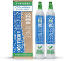 Soda Sense 60L CO2 Exchange Canister - 2 Pack, Threaded Style - Compatible with All 'Screw-In' Soda/Sparkling Water Makers, Including SodaStream BLUE Cylinder Models, Ninja Thirsti, Philips & More by TinyTreasures Baby Boutique