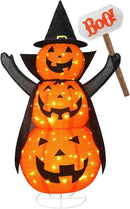 Halloween Decoration 4.3FT Retractable Jack-O-Lantern, 100 LED Collapsible Pumpkin Lantern with Black Star Hat, Plug in Halloween Lights with Stand for Indoor Outdoor Lawn Backyard Garden Decor by CozyNest Decor