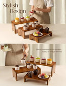 Acacia Wood Risers Display Stands Set of 3 - Wooden 3 Tier Cupcake Stand - 3 Tiered Riser for Vendors - Decorative Display Risers for Food Desserts Stand, Perfume, Funko POP at Party Wedding by CozyNest Decor