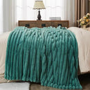 NEWCOSPLAY Faux Fur Twin Blanket Light Teal 3D Ribbed Plush Thick Warm Blanket for Couch Sofa Bed 850GSM (Light Teal Ribbed, Twin(60"x80")) by CozyNest Decor