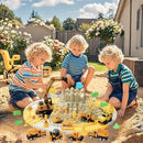 Sand Construction Kit, 2.2lbs Play Sand with Sandbox, 1 Toy Mat 8 Alloy Construction Trucks Race Tracks 10 Sand Molds Sensory Bin Toys for Toddlers Boys Girls Ages 3-8 by GreenHaven Gardens
