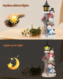 iStatue Lighted Stacked Snowman Tabletop Decor Figurine with Lamppost Lantern - 11.2'' Resin Cardinal Christmas Decorations Indoor - Unique Xmas Gift Idea (Joy Trio) by CozyNest Decor