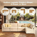 Modular Sectional Sofa with Chaise U Shaped Sectional Couch for Living Room, 5-Seater Comfy Cloud Couches, Plush Corduroy, Beige by CozyNest Decor
