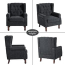 Lumibee High Back Accent Chair,Upholstered Wingback Armchair with Solid Wood Legs for Small Spaces,Comfy Single Sofa Chair for Living Room,Bedroom,Office-Black Blue by CozyNest Decor