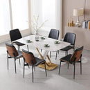 BV Dining Chairs Set of 6, PU Leather Armless Kitchen Chair in Modern Walnut Style, Mid Century Bentwood Side Chair with Metal Legs, Retro Accent Guest Chair for Kitchen Dining Room(Black) by CozyNest Decor