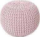REDEARTH Round Pouf Ottoman - Hand Knitted Boho Poof Home Décor Pouffe Circular Footrest for Living Room - Bedroom - Lounge - 100% Cotton (19.5"x19.5"x14") - Pale Pink by CozyNest Decor