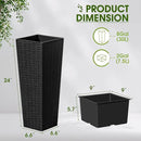 Devoko Resin Tall Planters for Outdoor Plants Set of 2, Large Taper Outdoor Planter Pots with 4 Drainage Holes, Flower Pots Modern Decor for Porch, Patio, Backyard, Home Garden (Black, 24") by CozyNest Decor