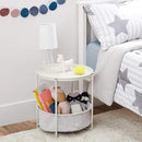 Amazon Basics Round Storage End Table, Side Table with Cloth Basket, White/Heather Gray, 17.7"L x 17.7"W x 18.9"H by CozyNest Decor