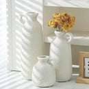 Ceramic Vase Set of 3 with Handle, Neutral Rustic Vases Home Decor Farmhouse Decorative Vase Whitewashed Pottery Decor Modern for Table Mantel Entryway Bookshelf Living Room Kitchen Bedroom - White by CozyNest Decor