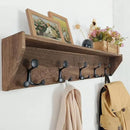SKOLOO Wall Shelf with Hooks, 35-Inch Weathered Brown Coat Rack Wall Mount with Shelf Organizer - Lightweight & Sturdy, 5 Tri Hooks - Perfect for Entryway, Hallway, Living Room, Bedroom, Mudroom by CozyNest Decor