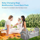 Jeryswet Baby Diaper Bags with Changing Station, Waterproof Large Capacity Diaper Bag Backpack for Moms Dads with USB Charging Port and Stroller Straps, Baby Shower Gifts, Grey by TinyTreasures Baby Boutique