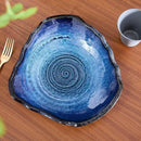 Ceramic Decorative Dish, Large Blue Pottery Decorative Bowl, Porcelain Centerpiece Tray, Key Bowl, Gift Decor Tray for Tabletop Entryway Table Living Room Dining(12'' Dish) by CozyNest Decor