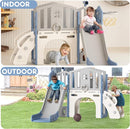 YUFU 8 in 1 Toddler Slide Set, Kids Slide for Toddlers Age 1-3, Toddler Playset with Climber, Basketball Hoop and Ball, Outdoor Indoor Playground for Toddlers 1-3 (Blue+Gray) by TinyTreasures Baby Boutique