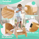 AMBIRD Wooden Step Stool, Two Step Stools Toddler 300 lbs Capacity with Safety Non-Slip Pads and Handles, Bamboo Step Stool for Bathroom, Kitchen Dual Height Step Stools for Kids (Natural) by TinyTreasures Baby Boutique